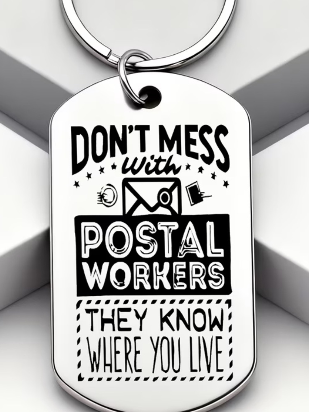New Postal Workers Metal Keychain Tag - Silver